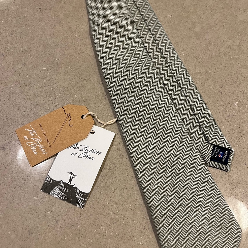 The Brothers at Otaa Green & White Men’s Tie